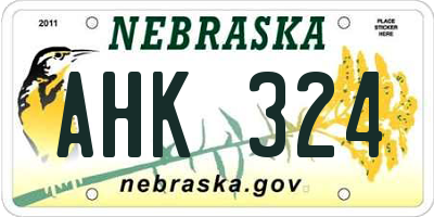 NE license plate AHK324
