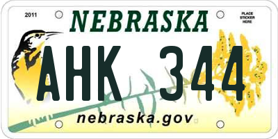 NE license plate AHK344