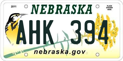 NE license plate AHK394