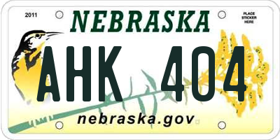 NE license plate AHK404