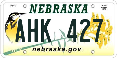 NE license plate AHK427