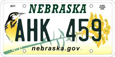 NE license plate AHK459
