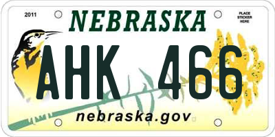 NE license plate AHK466