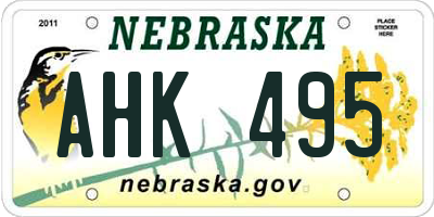 NE license plate AHK495