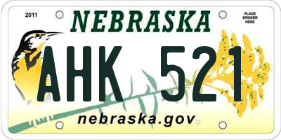 NE license plate AHK521