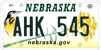 NE license plate AHK545
