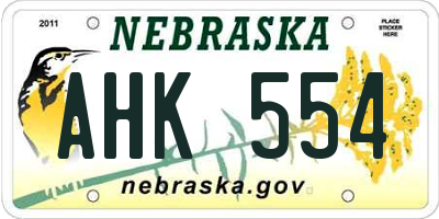 NE license plate AHK554