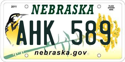 NE license plate AHK589