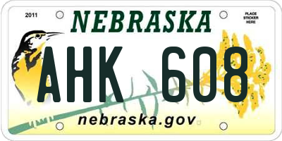 NE license plate AHK608