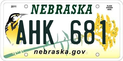 NE license plate AHK681