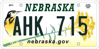 NE license plate AHK715