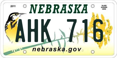 NE license plate AHK716