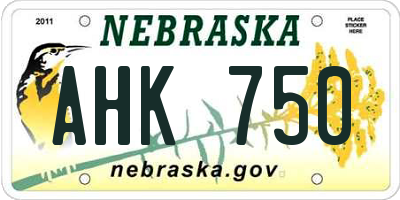 NE license plate AHK750