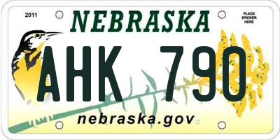 NE license plate AHK790