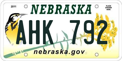 NE license plate AHK792