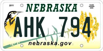 NE license plate AHK794
