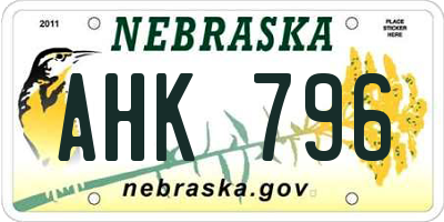 NE license plate AHK796