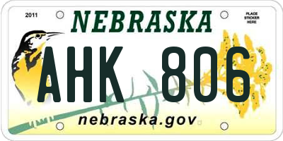 NE license plate AHK806