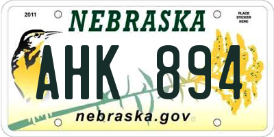 NE license plate AHK894