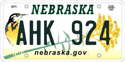 NE license plate AHK924