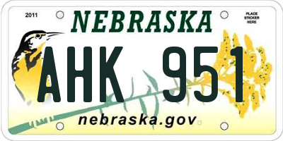 NE license plate AHK951