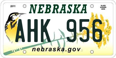 NE license plate AHK956