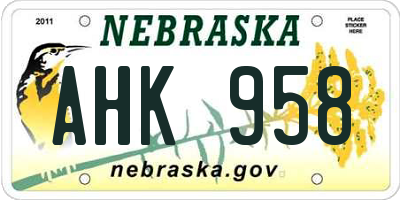 NE license plate AHK958