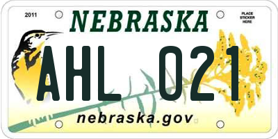 NE license plate AHL021