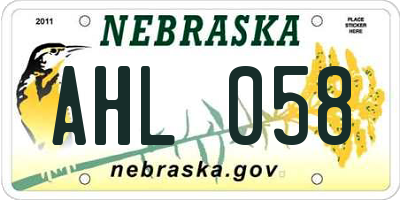 NE license plate AHL058
