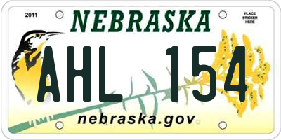 NE license plate AHL154