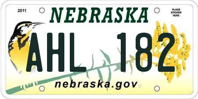 NE license plate AHL182