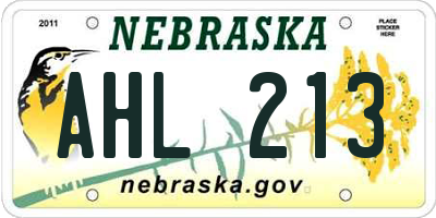 NE license plate AHL213