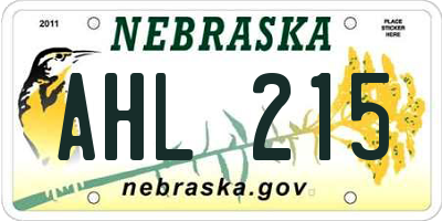 NE license plate AHL215