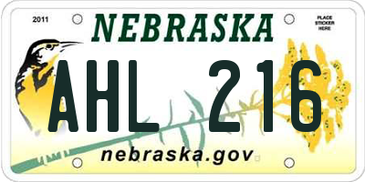 NE license plate AHL216
