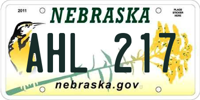 NE license plate AHL217