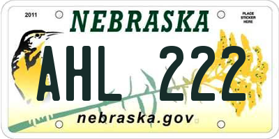 NE license plate AHL222
