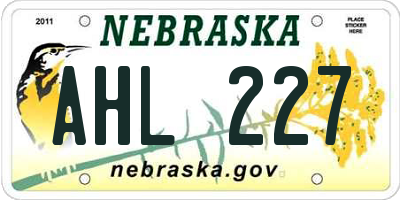 NE license plate AHL227