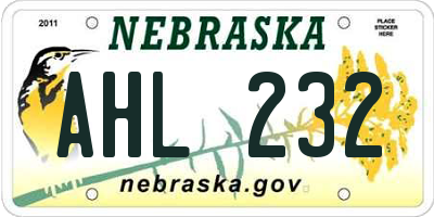 NE license plate AHL232