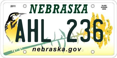 NE license plate AHL236