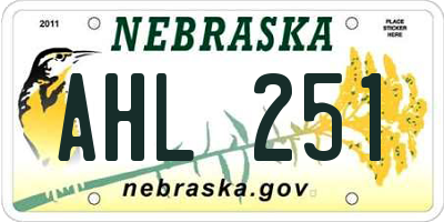 NE license plate AHL251