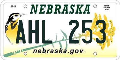 NE license plate AHL253