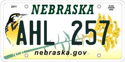 NE license plate AHL257