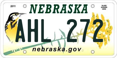 NE license plate AHL272