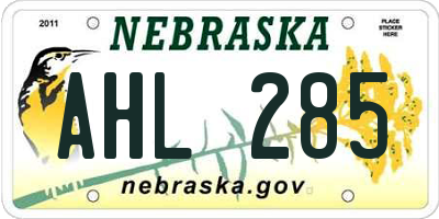 NE license plate AHL285