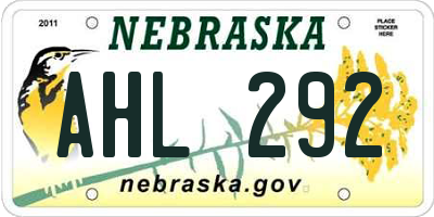 NE license plate AHL292