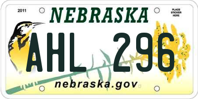NE license plate AHL296