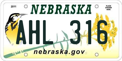 NE license plate AHL316