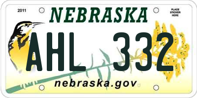NE license plate AHL332