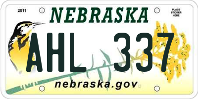 NE license plate AHL337