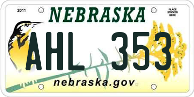 NE license plate AHL353